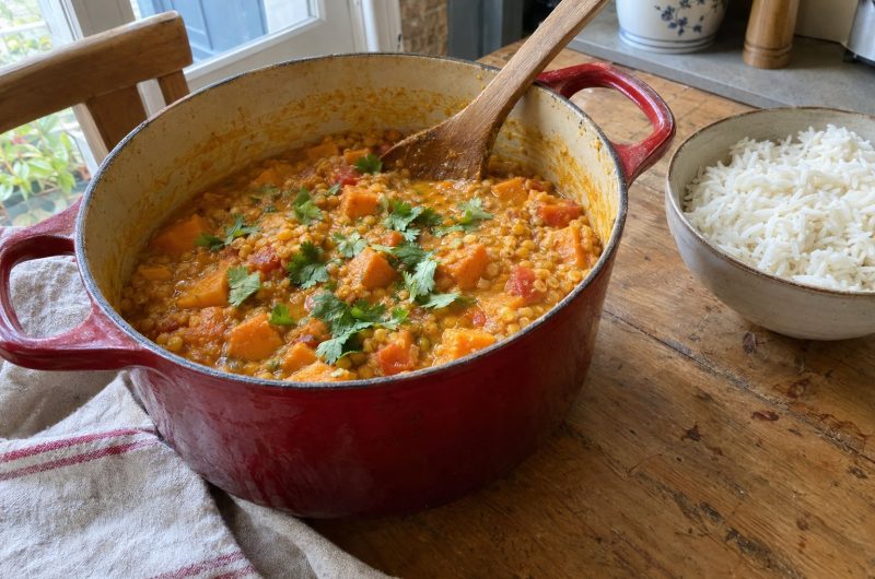 Dahl de lentilles corail à la patate douce